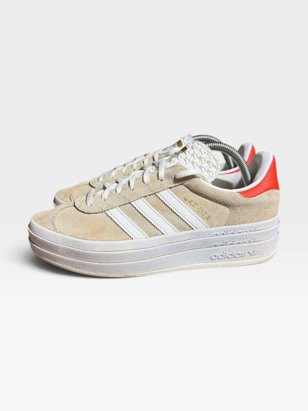 Adidas Gazelle Bold Suede Platform Sneakers Wonder Tan Beige Orange Women’s 9.5 - Picture 4 of 10